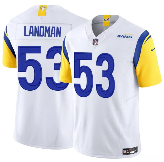 Men's White Los Angeles Rams #53 Nate Landman 2025 F.U.S.E. Vapor Untouchable Stitched Football Jersey